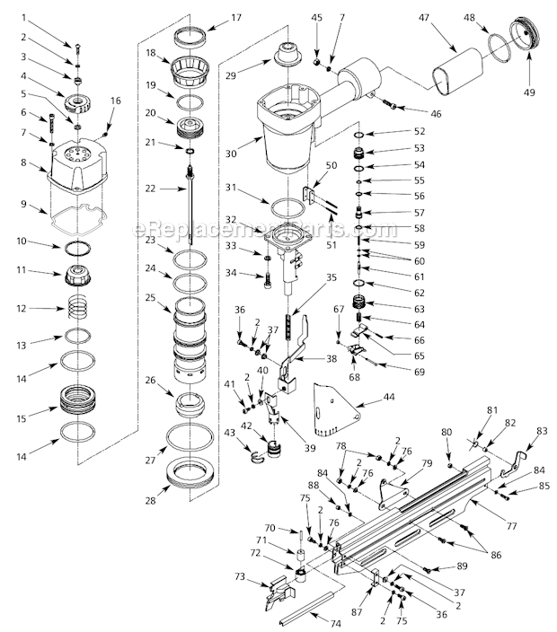 Page A Diagram and Parts List for IFN21950AV  Campbell Hausfeld Nailer